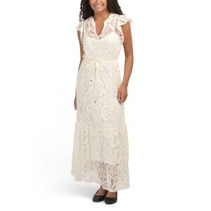 STEVE MADDEN Natural Lace Osiris Maxi Dress
